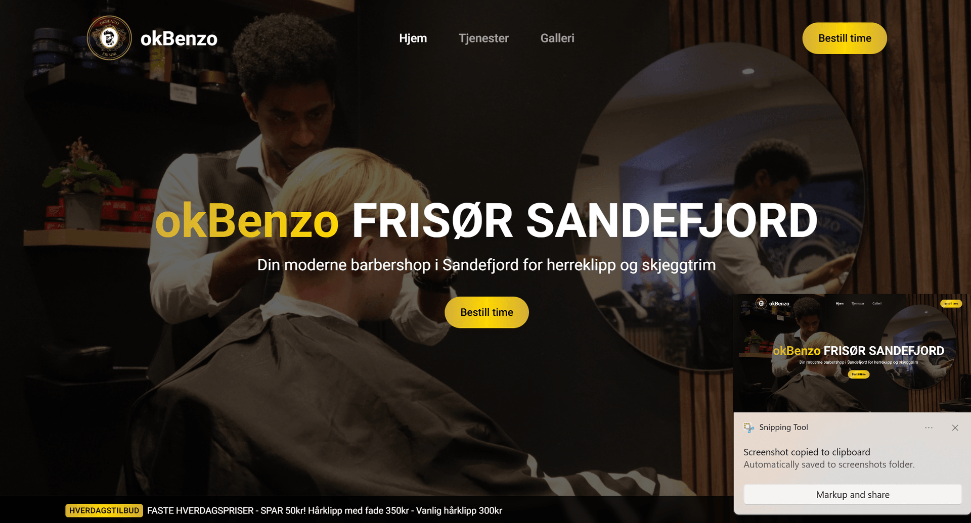 Frisør nettside med booking